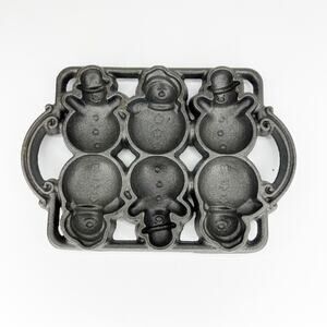 Vintage John Wright Cast Iron Snowman Baking Pan